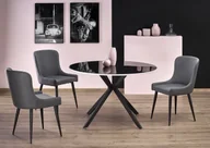 Stoły z krzesłami - Czarny okrągły szklany stół z krzesłami A1-W94 - miniaturka - grafika 1