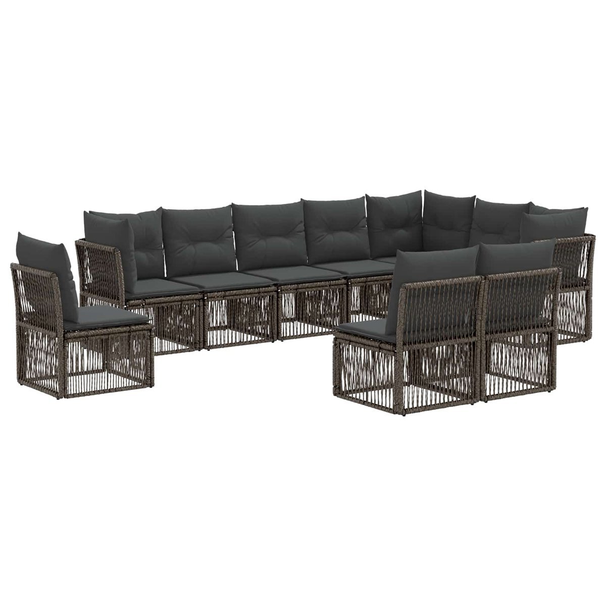 vidaXL Zestaw Sof na Ogród 10 pcs Szary polirattan