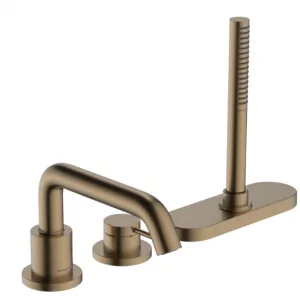HANSGROHE 73447140 Tecturis S 3-otworowa, jednouchwytowa bateria na brzeg wanny z sBox, element zewnętrzny Brąz Szczotkowany - Baterie wannowe i prysznicowe - miniaturka - grafika 1