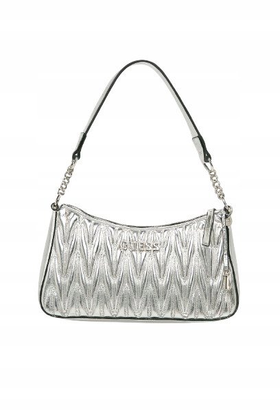 GUESS SREBRNA TOREBKA KLASYCZNA Z PIKOWANIEM I ŁAŃCUSZKIEM GNA