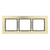 Klawisze i ramki - Karlik Ramka potrójna Deco metal - mosiądz szczotkowane, grafit - miniaturka - grafika 1