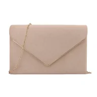 Torebki damskie - KOPERTÓWKA ZAMSZOWA BEŻ Z ŁAŃCUSZKIEM TOREBKA na WESELE - miniaturka - grafika 1