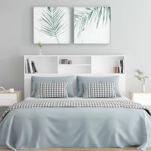 Lumarko Wezgłowie łóżka z półkami, białe, 160x19x103,5 cm - Inne meble do sypialni - miniaturka - grafika 4