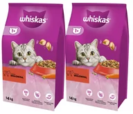 Sucha karma dla kotów - WHISKAS Adult 2x14 kg - sucha karma dla dorosłego kota, z pyszną wołowiną - miniaturka - grafika 1