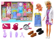 Lalki dla dziewczynek - Lalka Anlily 4w1 Lekarz Fryzjer Kucharka Zwierzęta Ubrania Akcesoria - miniaturka - grafika 1