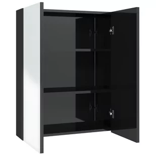 vidaXL Lumarko Szafka łazienkowa z lustrem 60x15x75 cm, MDF, czerń z połyskiem 331524 - Toaletki - miniaturka - grafika 1