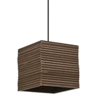 Oprawy, klosze i abażury - LEDVANCE Decor Cardboard Square lampa wisząca brązowa wykonana z tektury falistej, lekka, E27, średnica 250 mm, klosz wykonany z materiału pochodzącego z recyklingu, ekologiczna dzięki wymiennemu źródłu światła, łatwy montaż - miniaturka - grafika 1