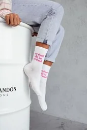 Skarpetki damskie z różowym napisem Crème de la Crème Milena - Skarpetki damskie - miniaturka - grafika 1