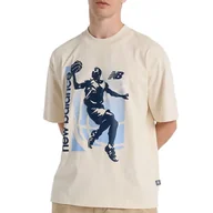 Koszulki męskie - Koszulka New Balance MT51605LIN - beżowa - miniaturka - grafika 1