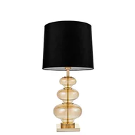 Lampy stojące - Lumina Deco BRISTON lampa nocna glamour złota szkło miodowe abażur czarny E27 - miniaturka - grafika 1