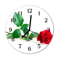 Zegary - Zegar na szkle na ścianę Okrągły Róża Kwiaty - miniaturka - grafika 1
