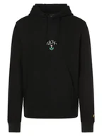 Bluzy męskie - Lyle & Scott Męska bluza z kapturem Mężczyźni Bawełna szary|czarny wypukły wzór tkaniny, S - miniaturka - grafika 1
