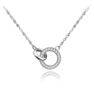 Naszyjniki - MINET Naszyjnik srebrny KRĄG z białymi cyrkoniami - miniaturka - grafika 1