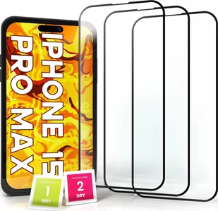 Hello Case 3-pak SZKŁO HARTOWANE DO iPhone 15 PRO MAX na cały ekran 9H ochronne 5D - Szkła hartowane na telefon - miniaturka - grafika 1