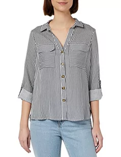VERO MODA Koszula damska VMBUMPY L/S Shirt New NOOS PTT, Snow White/Stripes:india Ink, M Maly - Koszule damskie - miniaturka - grafika 1