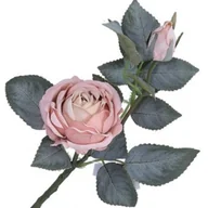 Sztuczne kwiaty - [w0556] Róża na gałązce z pąkiem 42cm pudrowo różowa - miniaturka - grafika 1