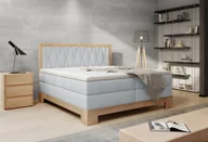 Łóżka - Łóżko kontynentalne do sypialni Łóżko na sprężynach z litego drewna 180x200cm 7-strefowy materac na sprężynach kieszeniowych-Wysokiej jakości system spania Z dębową ramą Kolor Jasny popiel - miniaturka - grafika 1
