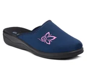 Kapcie damskie - Kapcie damskie pantofle domowe zakryte Inblu CU-2D granatowe z haftem-39 - miniaturka - grafika 1