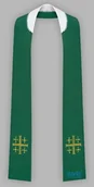 Szaty liturgiczne - Zielona stuła haftowana - wąska jednostronna - miniaturka - grafika 1
