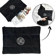 Biżuteria - akcesoria - Kosmetyczka damska pikowana duża, wodoodporna czarna 22 x 31cm KS144CZ - miniaturka - grafika 1