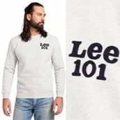 Swetry męskie - Lee 101 PREMIUM SWEATSHIRT Sharp Grey Mele szara bawełniana bluza z logo L - miniaturka - grafika 1
