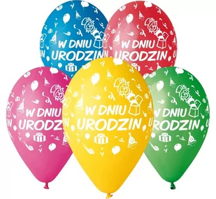 Gemar Balloons Balony 12", "W dniu urodzin", GEMAR, MIX, 5 szt GS110/PG02 - Balony i akcesoria - miniaturka - grafika 1