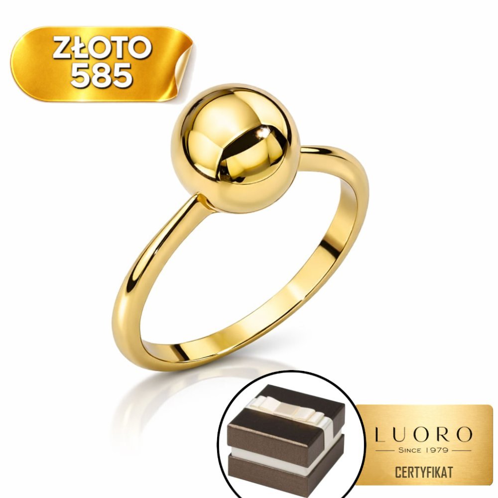PIERŚCIONEK ZŁOTY 585 14K KULKA Z SZYNĄ 1,7 MM ŻÓŁTE ZŁOTO R16