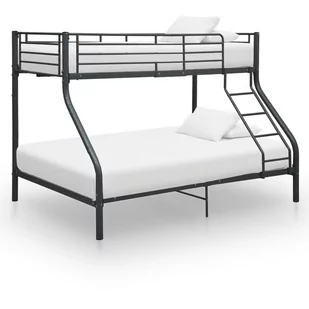 vidaXL Rama łóżka piętrowego, czarna, metalowa, 140x200 cm/90x200 cm - Łóżka - miniaturka - grafika 1