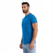 Koszulki męskie - Męski klasyczny bawełniany T-shirt BASIC niebieski OM-TSBS-0236 V12 r. M - miniaturka - grafika 1