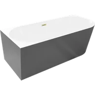 Wanny - Mexen Silo wanna wolnostojąca narożna lewa ryflowana 150 x 75 cm, biała/szara, przelew złoty szczotkowany - 52891507562L-55 - miniaturka - grafika 1