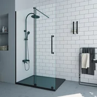 Ścianki i drzwi prysznicowe - Ścianka do prysznica we włoskim stylu z drzwiami przesuwnymi z metalu w kolorze matowym czarnym w industrialnej stylistyce – 120 × 200 cm – YOREM - miniaturka - grafika 1