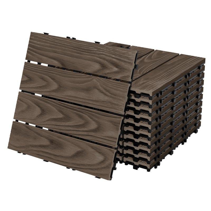 ECD Germany Plytki Tarasowe WPC 30x30cm 55 Sztuk 5m² Ciemnobrazowego