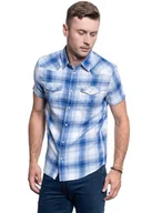 Koszule męskie - Męska Koszula Wrangler Ss Western Shirt Surf Blue  W5J0Orx6U-M - miniaturka - grafika 1
