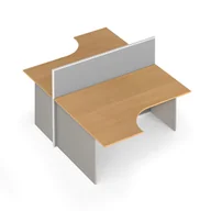 Inne meble biurowe - B2B Partner Zestaw parawanów biurowych ze stołem ergonomicznym, tekstylny, 2 miejsca, buk 437227 - miniaturka - grafika 1