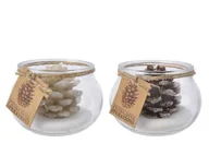 Świece - Świeca Woskowa Szyszka Śnieg W Szkle Świąteczna - miniaturka - grafika 1
