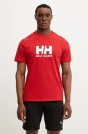 Koszulki męskie - Helly Hansen t-shirt bawełniany HH LOGO męski kolor czerwony z nadrukiem 54596 - miniaturka - grafika 1