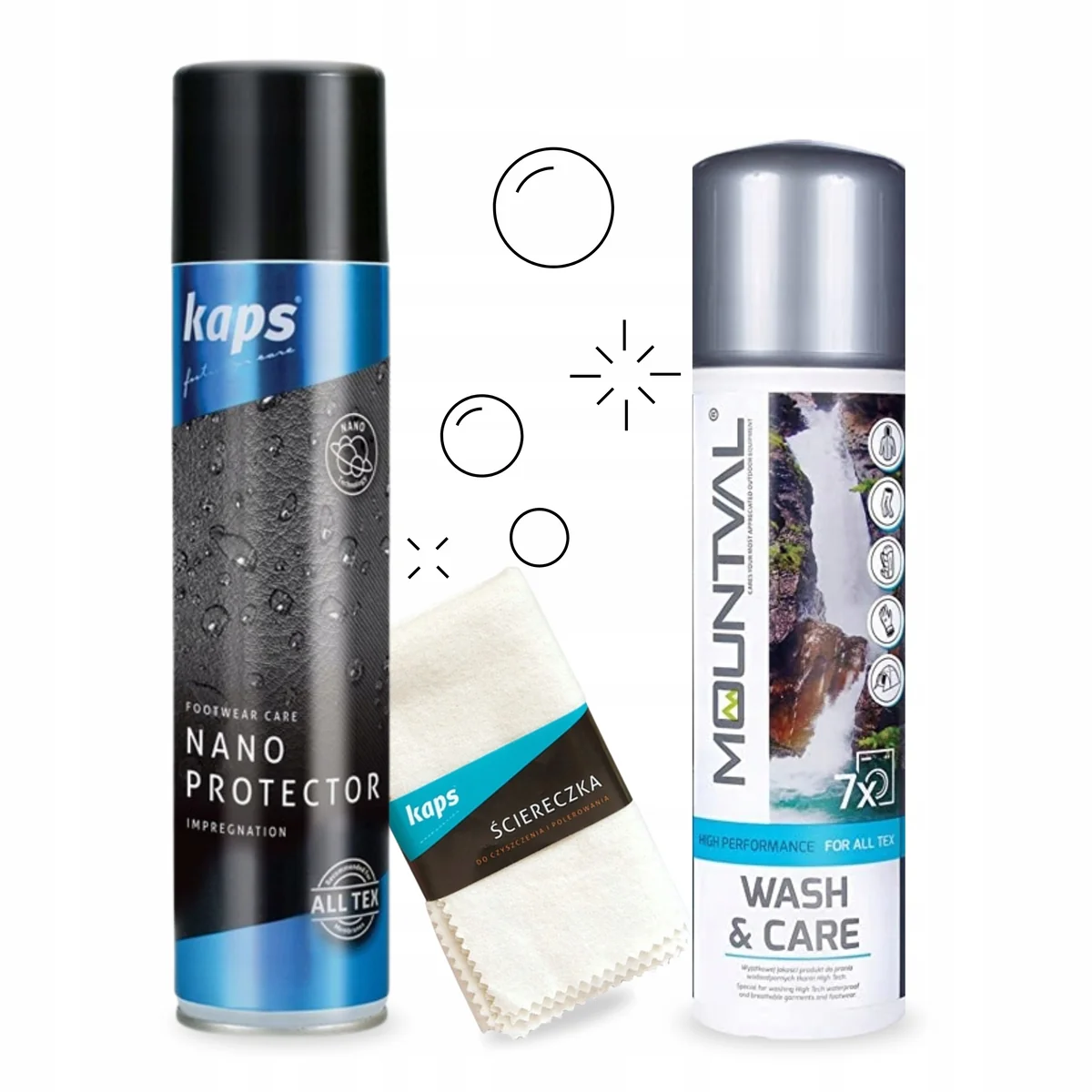Nano Protector i Ściereczka do Butów z Płynem do Prania Odzieży Zestaw 3w1
