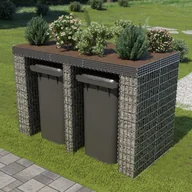 Kosze na śmieci - vidaXL Gabionowa osłona kosza na śmieci, stal, 190x100x130 cm vidaXL - miniaturka - grafika 1