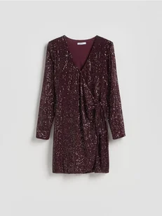 Reserved - Cekinowa sukienka mini - mahoniowy - Sukienki - miniaturka - grafika 1