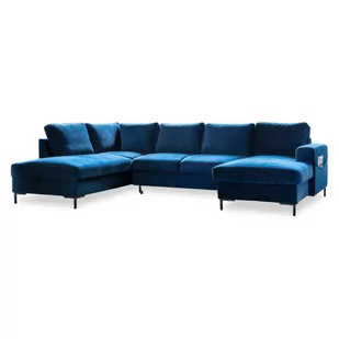 Granatowa aksamitna rozkładana sofa w kształcie litery "U" Miuform Lofty Lilly, lewostronna - Narożniki - miniaturka - grafika 1