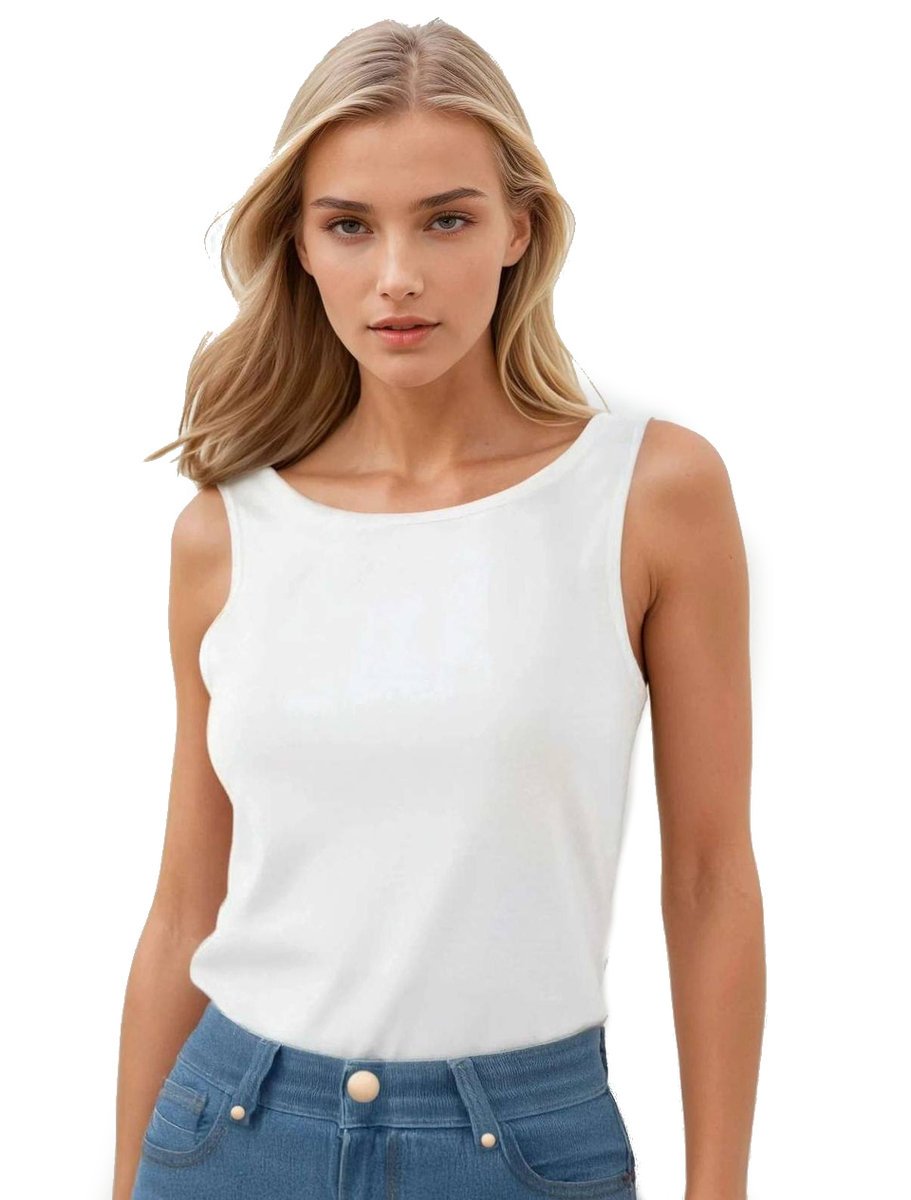 Koszulka damska na szerokich ramiączkach oversize Jakina biała L