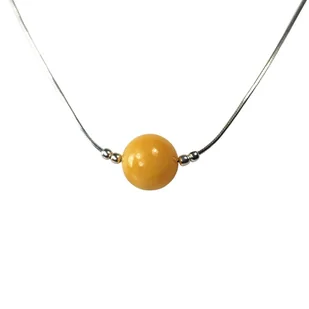 Kolia z mlecznym bursztynem - Naszyjniki - miniaturka - grafika 1