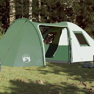 vidaXL Namiot kempingowy, 6-os., zielony, 466x342x200 cm, tafta 185T - Namioty - miniaturka - grafika 1