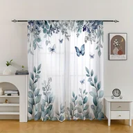 Inne - TEMU 2 szt. Siateczkowe zasłony z kwiatowym wzorem - Półprzezroczyste, nieprzezroczyste, z cyfrowym nadrukiem, design z kieszenią na pręt do salonu i - miniaturka - grafika 1