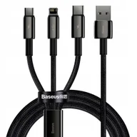 Kable USB - Kabel przewód 3w1 USB USB-C Iphone Lightning microUSB 3.5 A 1.5 m czarny - miniaturka - grafika 1