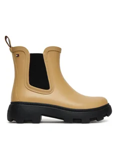 Tommy Hilfiger Kalosze Rubber Flag Cleated FW0FW08637 Brązowy - Kalosze damskie - miniaturka - grafika 1