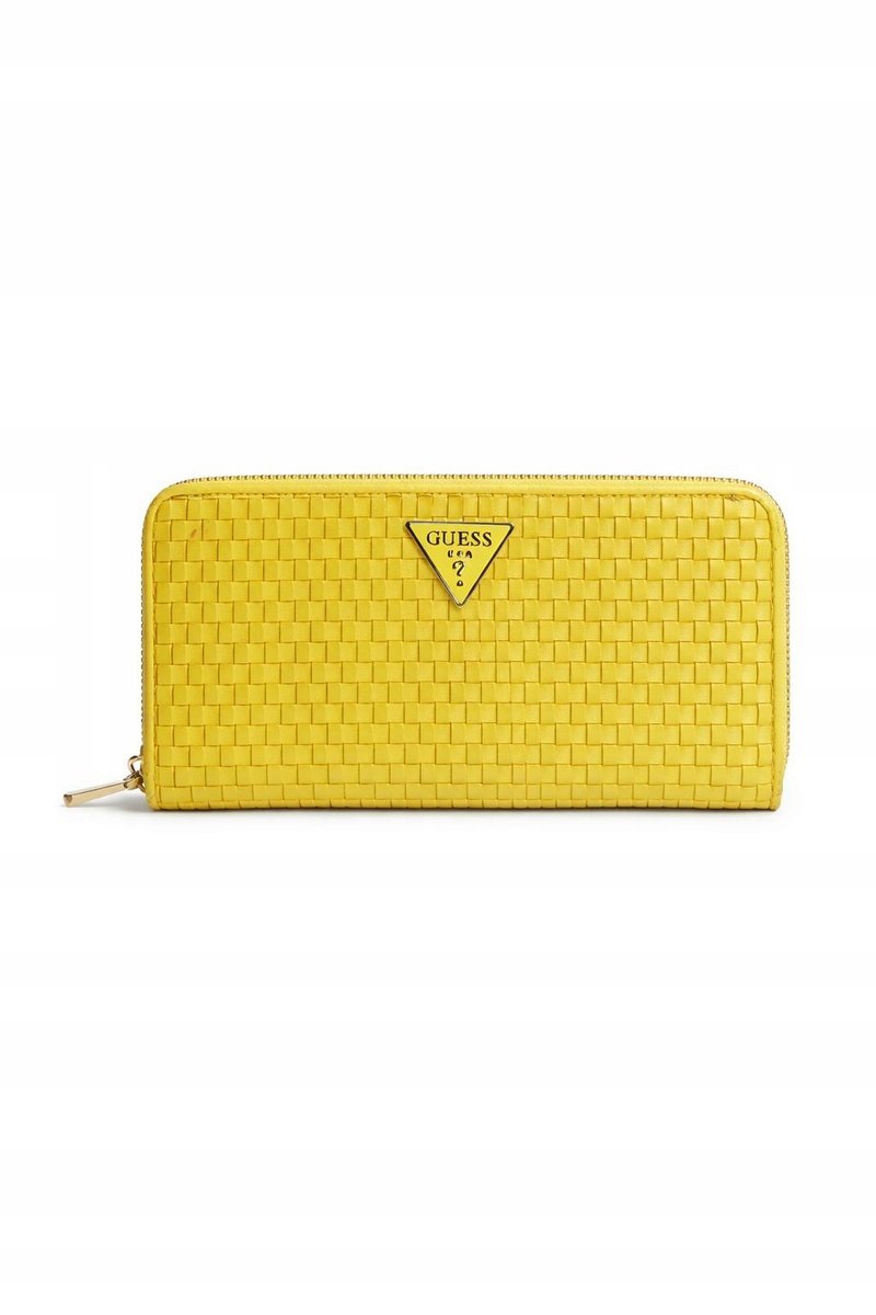 GUESS ŻÓŁTY PORTFEL DAMSKI WZÓR PLECIONY Z LOGO 21x10x3 1GŁA