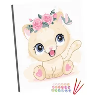 Malowanie po numerach - Zestaw do Malowania po Numerach Dla Dzieci 20x20 cm, Kotek w Wianku - miniaturka - grafika 1