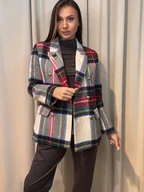 Płaszcze damskie - Wełniany płaszcz w kratę - miniaturka - grafika 1