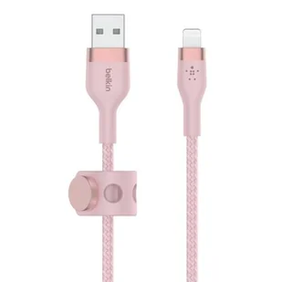 Belkin Kabel USB Lightning Braided Silicone 2m Różowy CAA010BT2MPK - Kable USB - miniaturka - grafika 1